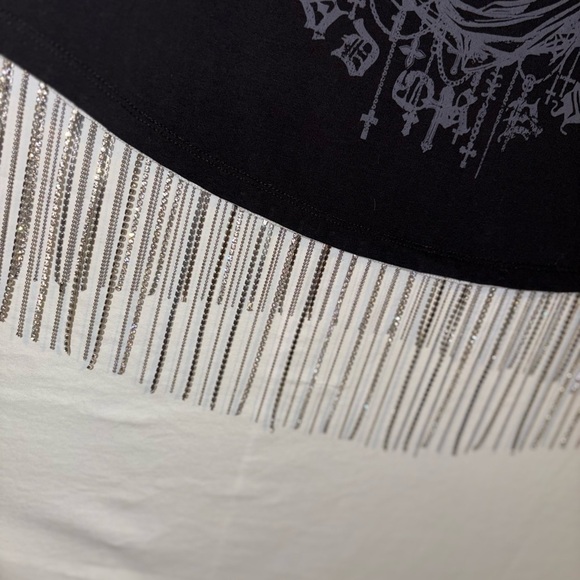 Cosmic Aura Wanted Dead Or Alive Rhinestone Fringe Tank Top Hot Topic - Picture 6 of 7